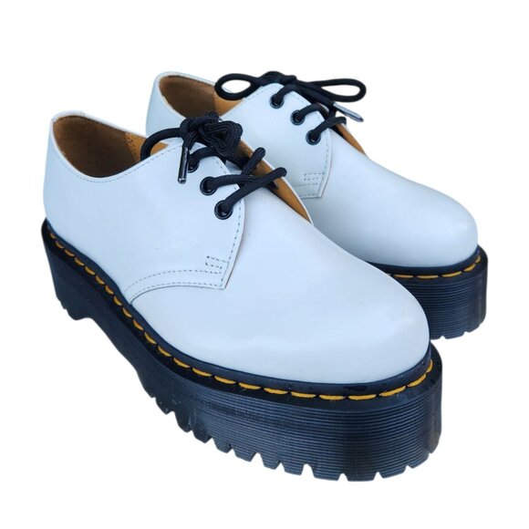 Dr. Martens 1461 Quad Smooth Leather Platform White Shoes Men's 7 / Women's 8 - Picture 3 of 9